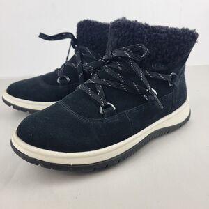 UGG Lakesider Heritage Black Suede Lace Up Mid Top Winter Boots 6.5